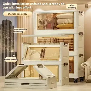 Foldable Storage Cabinet-Dark -3 Layer