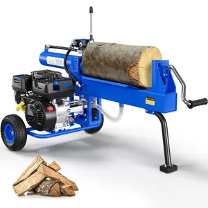 Efurden Portable Gas Log Splitter with 7 HP-4 Stroke Engine, 20-ton Hydraulic auto-Return ram System and Twin Gear Hydraulic Pump, Horizontal Full Beam Steel Wedge firewood Splitter