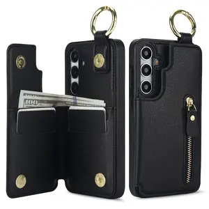 Wallet Design Phone Case with Card Holder, PU Leather Phone Case with Zipper, Shockproof Phone Protective Cover for Samsung Galaxy A16 A15 A14 A13 A12 A50 A51 A52 A53 A54 A55, Casing Protector, Accessories, Protection, Cellphone, Smartphone