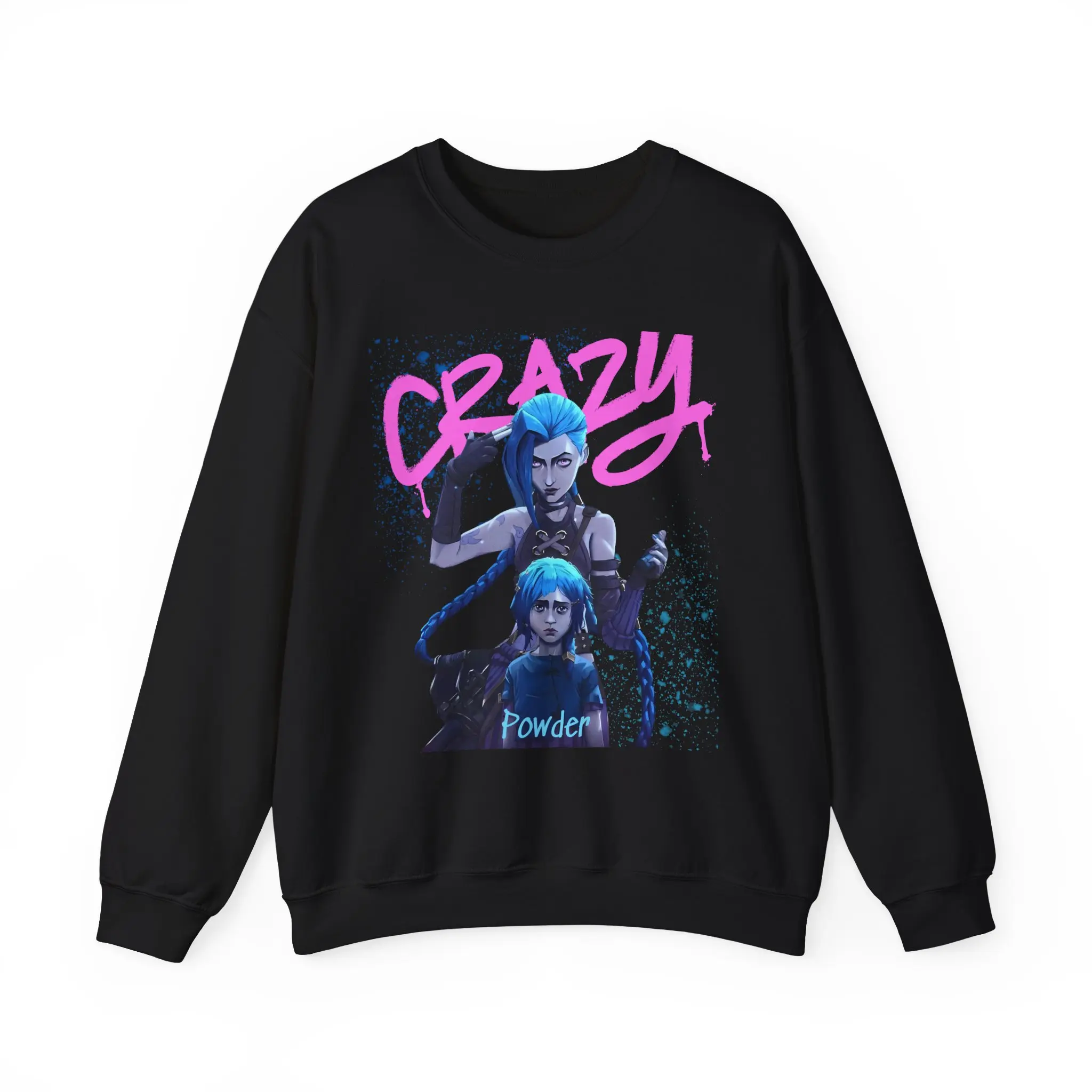 Jinx Graphic Crewneck Sweatshirt for Arcane Movie and League of Legends Fans, Unisex Hoodie, Gamer Gift, Video Game Apparel, Cosplay Costume