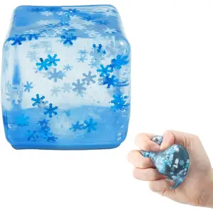 Squishy Ice Cube Fidget Toy, Sugar Ball Stress Cube for Kids Adults, Soft Squishies Stress Relief Sensory Toy for Autism, Classroom Prize Toy Party Favor for Anxiety Relief Fidget