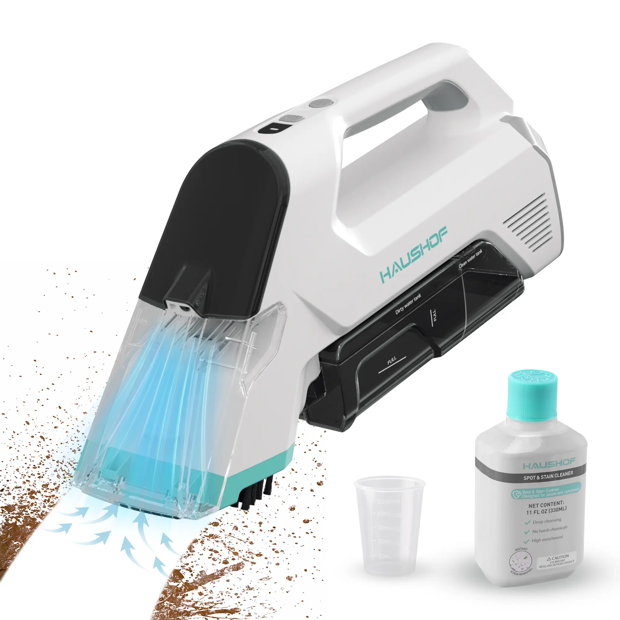 #summersale HAUSHOF Handheld Carpet Cleaner, 12V Cordless Portable Carpet Cleaner, 6.5KPa Spot Cleaner with 2 Water Tanks, Type-C Charge, Spot & Stain Cleaner, Handheld Upholstery Cleaner for Stairs, Car