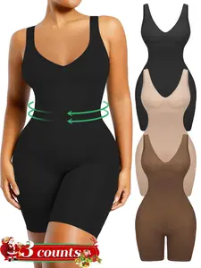Shapewear Bodysuit Body Shaper Girdle for Women Underwear Tummy Control V Neck Butt Lifting Bodycon Romper Backless Seamless Sexy One Piece Shorts