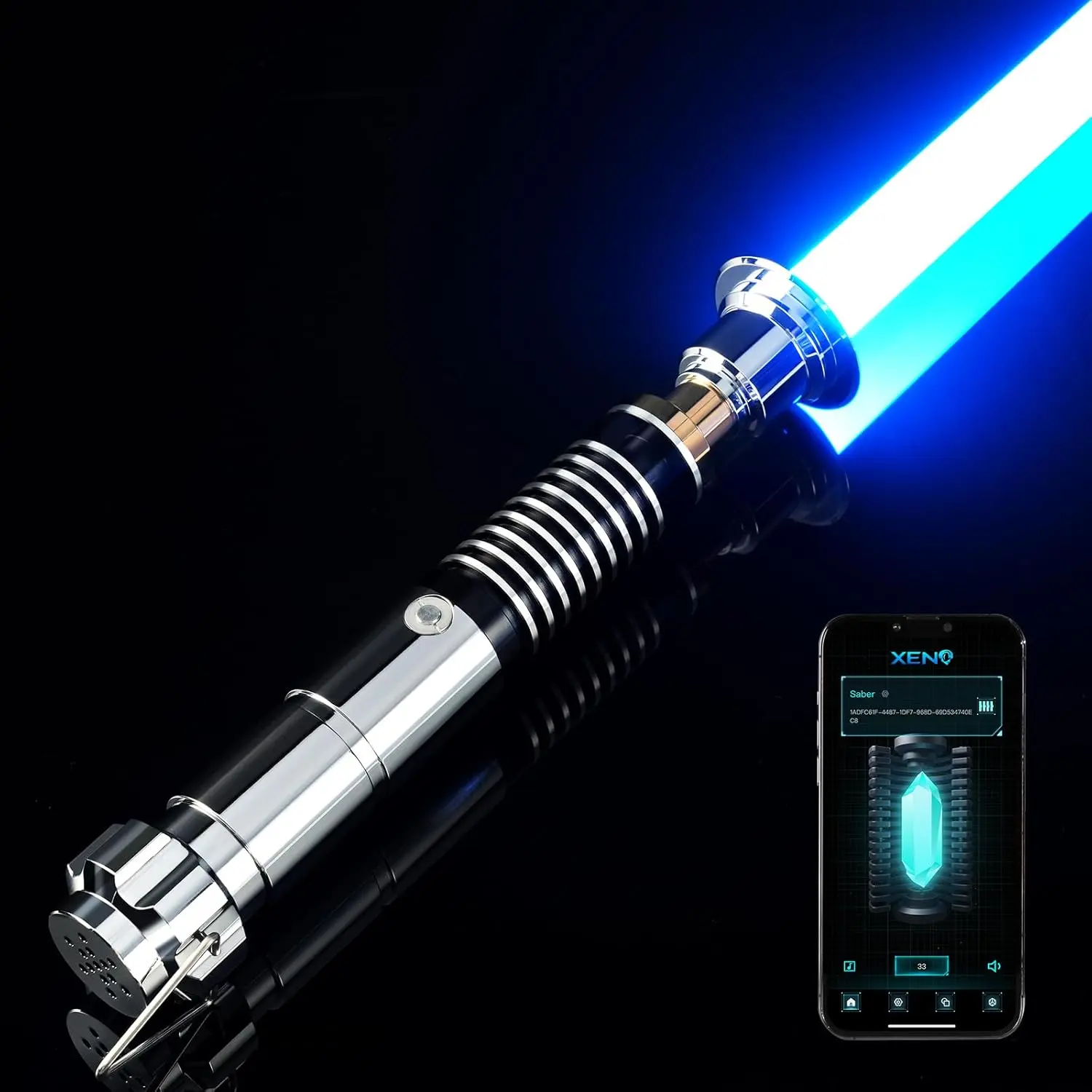 Xeno Luke Skywalker Rechargeable Lightsaber Toy Sword for Adult Roleplay, 34 Pure RGB Colors, Cell Power Batteries, Metal Handle, Cyberpunk Turboflex, Custom Soundboard, Motion Control, Smooth Swing, Steel Construction, Realistic Sound Effects