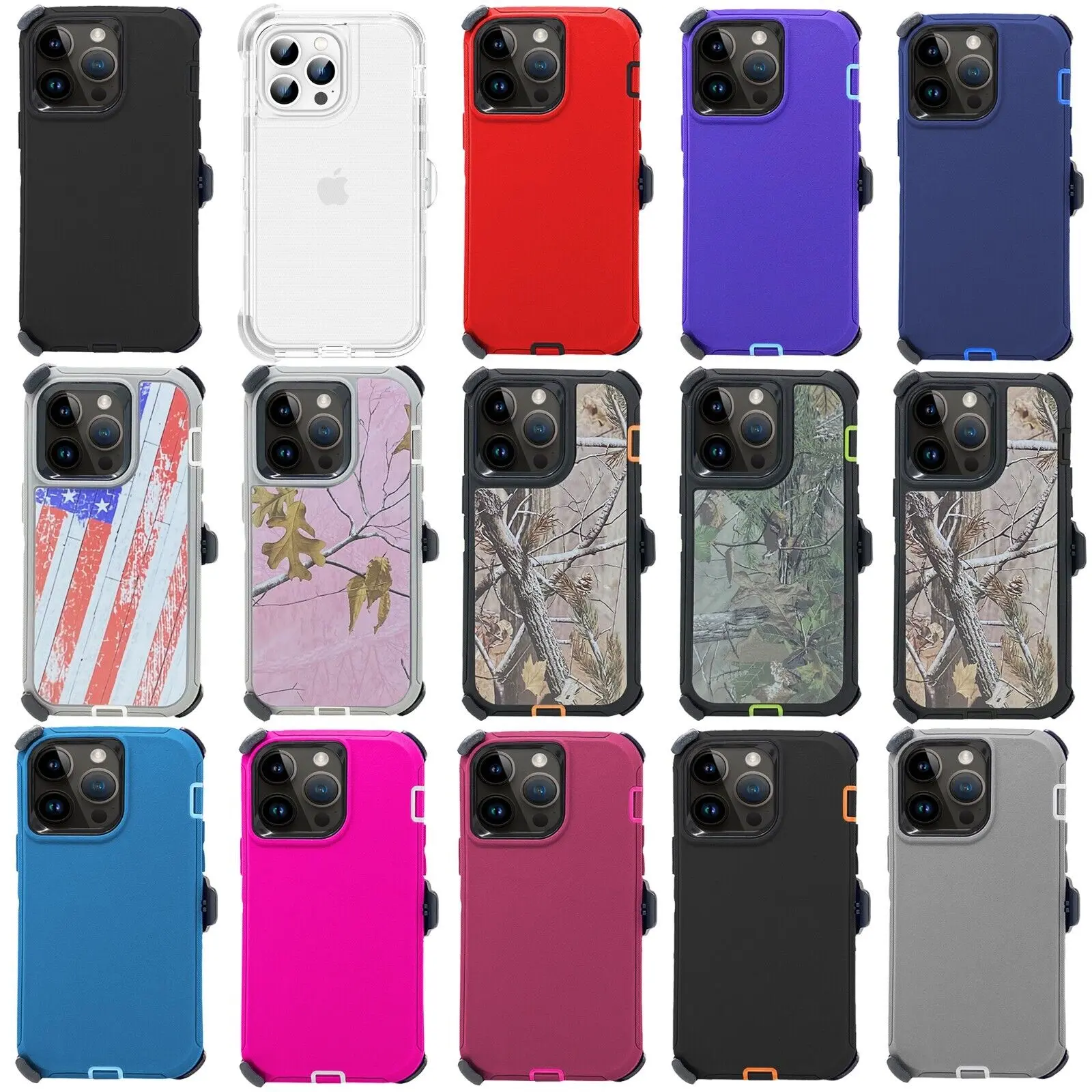 Rugged Defender Phone Case Cover For Apple iPhone 17 / 17E / 16 / 16E / 15 / 14 / 13 / 12 / Plus / Pro / Pro Max / Shockproof Heavyduty Protection cover With Belt Clip Phonecase