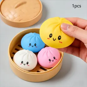 Cartoon Expression Dumpling Squeeze Toy, Colorful Small Steamed Bun Slow Bounce Stress Relief Toy, Fun and Relaxing Gift for Kids, Stress Relief Gadgets