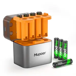 Rechargeable AAA Batteries with Box,Battery Box for AA/AAA Rechargeable Battery,Triple A NiMH Solar Batteries 8 Pack 1100mAh 1.2V,Pilas Recargables,Removable Fast Charging Box for NiMH/Lithium
