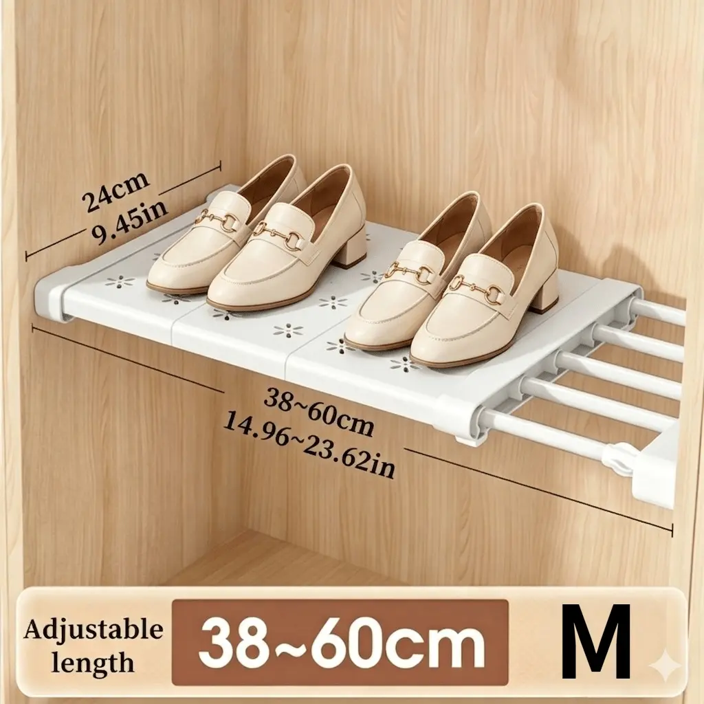 Adjustable No Drill Closet Divider Shelves, 3PCS Retractable Storage Organizer, Wall Mount Space Saving Rack for Kitchen Bathroom Bedroom Cabinet