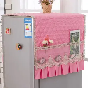 Floral Lace Refrigerator Dust Cover, Household Dust Cover, Home Care Supplies, Soft Multifunctional Dustproof Design Appliance Protector with Ruffles & Decorative Pockets, Polyester Fabric