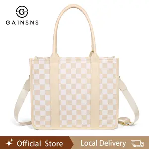 GAINSNS Checkerboard Plaid Checkered Tote Bag for Women, Fashionable Shoulder Bag for Women, Casual Trendy Versatile High-quality Daily Commuting Satchel Bag, Girl Fashionable Shopping Bag, Ladies Purse