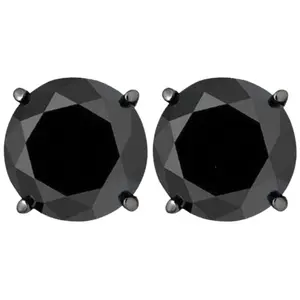 3ct 14k Black Gold Round Black Diamond Screw Back Studs Earrings