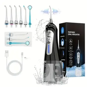 Toothpick Water Flosser, Cordless Water Flosser Stick, 10.82oz Rechargeable Travel Water Flosser, 6 Rechargeable Water Picks for Cleaning - Black