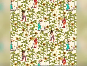 Farm Days | Sunflower and Farmers - Cream by Belle & Boo for Michael Miller | DDC11875-CREM