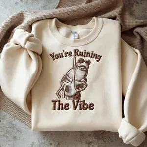 Embroidered Marcus The Worm Sweastshirt, You're Ruining The Vibe Marcus The Worm Meme, Marcus The Worm Merch, Funny Meme Brain Rot Shirt