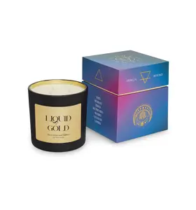 LIQUID GOLD Black and Gold Spiritual Soy Candle Premium Design & Packaging for Decor Ornaments & Decoration