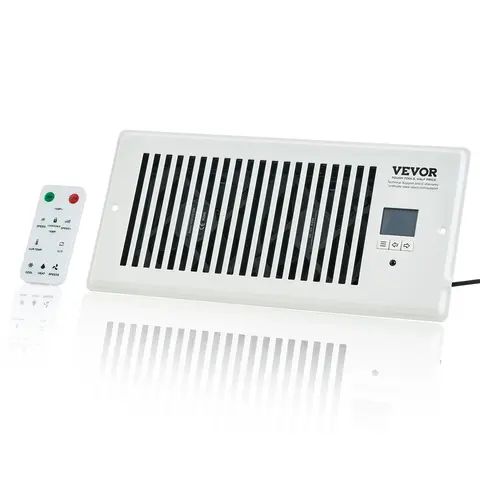 【toolupgrade】VEVOR 4×10 In Corded Compact Under 18dB Quiet Smart Aluminum Ventilation Fan Booster, Remote Control, Thermostatic Auto Temp Adjust, PWM 6W Low Power Energy Save Motor, Adjustable Speed & Flow Rate for HVAC - White