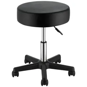 【Summervibes】VEVOR Rolling Stools with Wheels, 400 LBS Weight Capacity Adjustable Height Stool with Ultra-Thick Seat Cushion, Swivel Stools Chair for Salon, Bar, Home, Office, Tatoo, Medical, Massage, Black