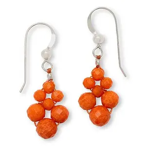 Mine Finds by Jay King Orange Coral Beaded Cluster Earrings