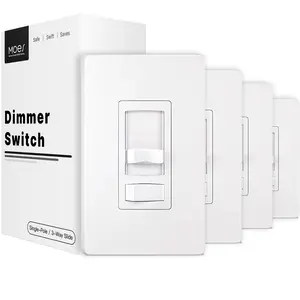 MOES Dimmer Light Switch, 3 Way & Single Pole Dimmable for LED, CFL, Incandescent, Halogen, 600Watt Max, ON/Off with Dimming Slide for Bedroom Hallway, No Neutral Wire Required