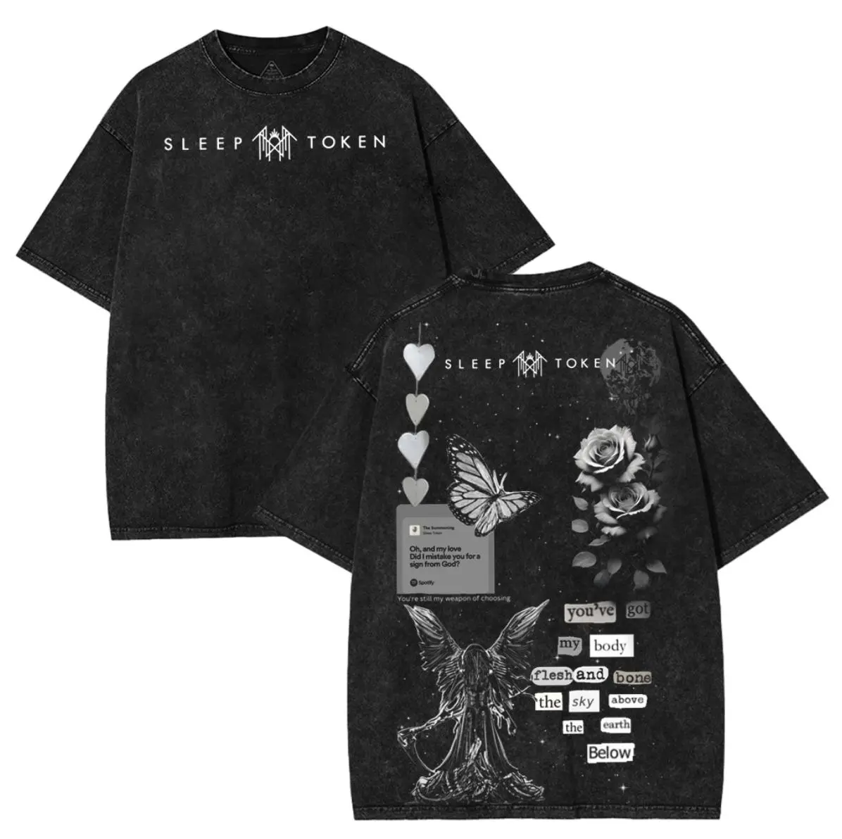 Sleep Token Tshirt Heavy Metal designer Shirt, Rock Band Washed Tshirt Gift for emo alt punk goth clothes  Fabric Menswear men  gifts Casual Oversized