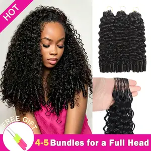 Asakiss Burmese Curly Crochet Hair Pre-Separated Crochet Human Hair for Miracle Knots Knotless Boho Braids,50g/Pack 40 Strands/Pack Time-Saving Water Wave Loose Deep Feather Crochet Hair 4-5 Packs for Full Head Protective Hairstyles For Black Women
