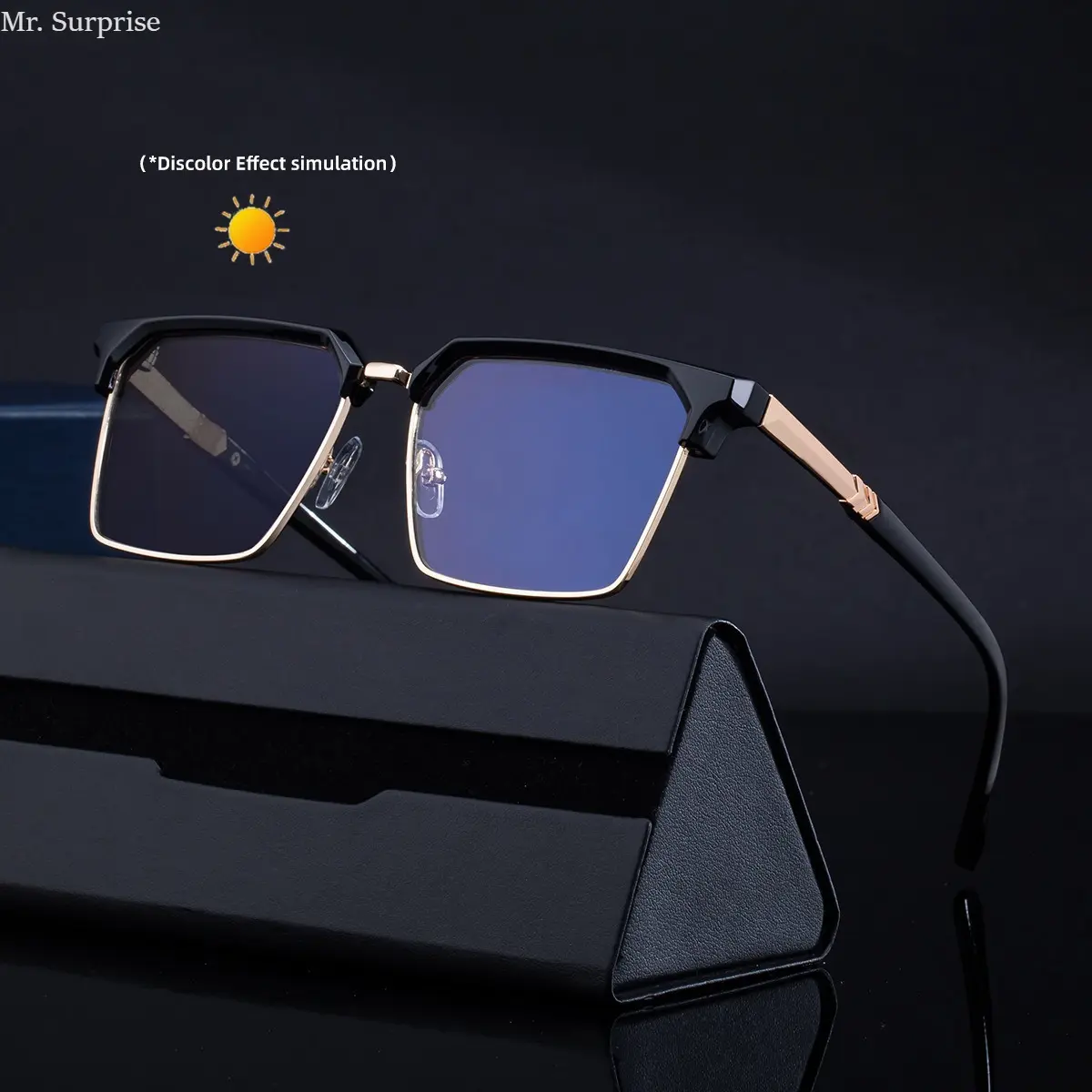 2026 New Men's Brow-Line Half-Rim Sunglasses - Color-Changing, Auto-Tint, Aesthetic, Chic, Contemporary, European-American Trendy, Outdoor UV Protection Fashion Shades, Color-Changing Men's Sunglasses, Aesthetic Men's Sunglasses