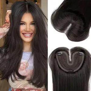 Natural Black Hair Extensions  Clip Long Hair Topper 22 inch Slightly Layered Synthetic  Extensions No Wig Cap Required Large Piece Natural Invisible Add Volume Length for Women braiding hair extension thinning hairpiece instant glueless human YOLO