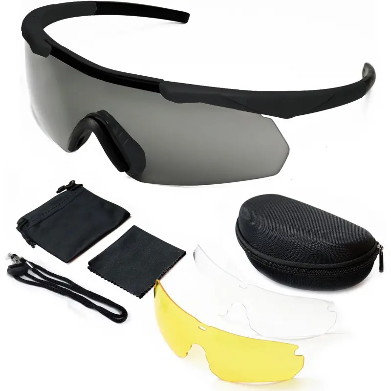 Shooting Glasses Men with Case, Impact resistance Tactical Glasses with 3 Lens, Anti Fog Safety Glasses for Men Women