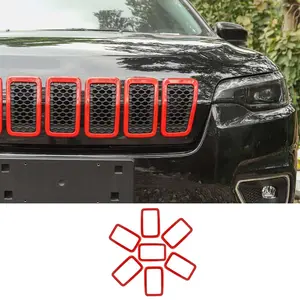 Exterior Front Grille Inserts Grill Cover Trim Bezel for Jeep Cherokee 2019+ Car Decoration