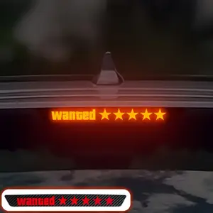 1PC Wanted High-Mounted Brake Light Car Stickers, Waterproof DIY Vehicle Tail Light Sticker, Carbon Fiber Textured Vinyl Decals, Vehicle Exterior Decoration