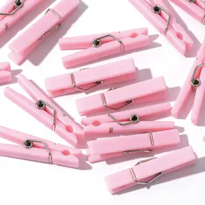 60Count  Clothespin Games Girl Plastic Mini Clothes Pins 1.4 inch for Party Decorations,DIY Crafts (Pink)