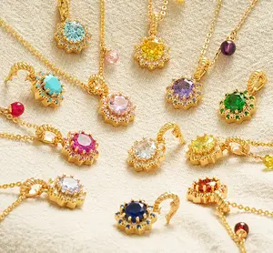 Fettero  Golden sunflower copper micro-set zircon necklace with elegant pendant, a couple's necklace