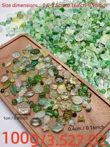 1 Pack 100g Glass Beads Set, Bead Assortment, Includes Water Drop Flower Star Heart Butterfly Leaf Shapes, Perfect for Jewelry Making