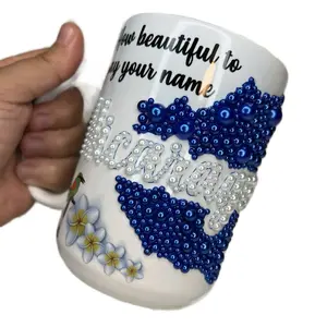 Personalized Country Mug with Rhinestone - Your Preferred Photos 15oz Ceramic Reusable Drink Washable Cup Coffee Drinkware Tumbler Reuse