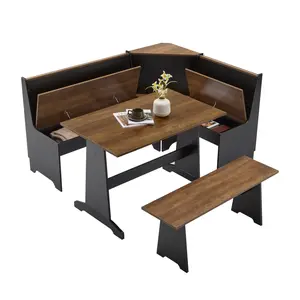 [SummerVibes]AMERLIFE 3-Piece Breakfast Nook Dining Set, L-Shaped Corner Bench with Hidden Storage, Space-Saving Kitchen Table Set for Small Spaces,Best Gift Ideas/Christmas Gifts