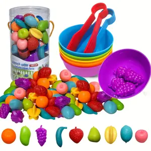 Color Sorting and Counting Toy - Fruit Pincher Game for Hand-Eye Coordination, Matching Puzzle Gift for Boys and Girls