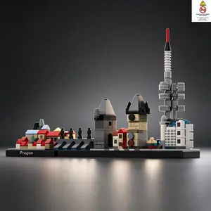 Prague Skyline Building Blocks Set, Czech City Architecture Model, DIY Collectible Ornament Toy, B21-122237, Educational & Fun Gift, Miniature Set