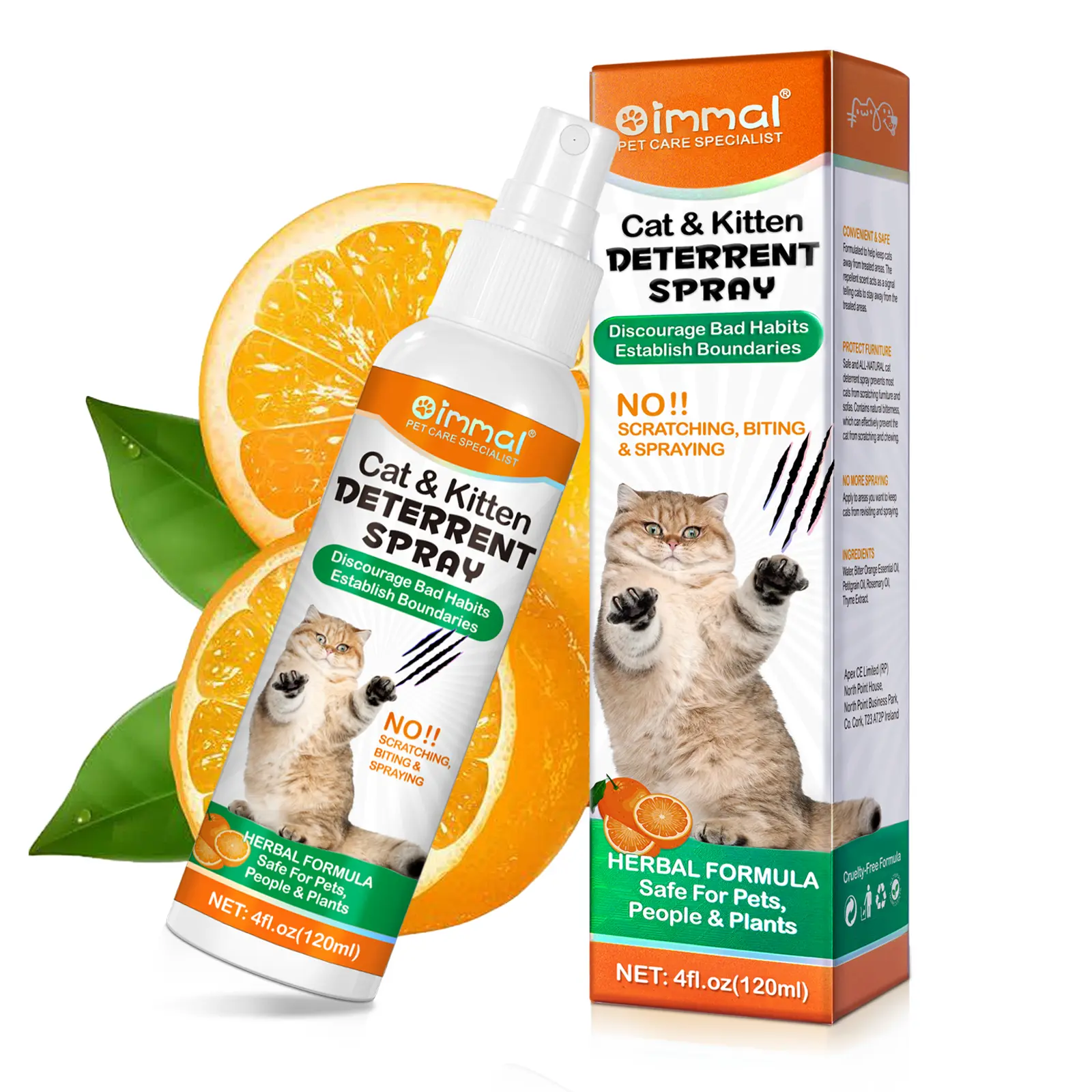 Oimmal Cat Deterrent Spray 120ml - Natural Formula for Scratching, Marking - Safe for Pets, People, Plants - Training & Behavior Correction Aid for Kittens