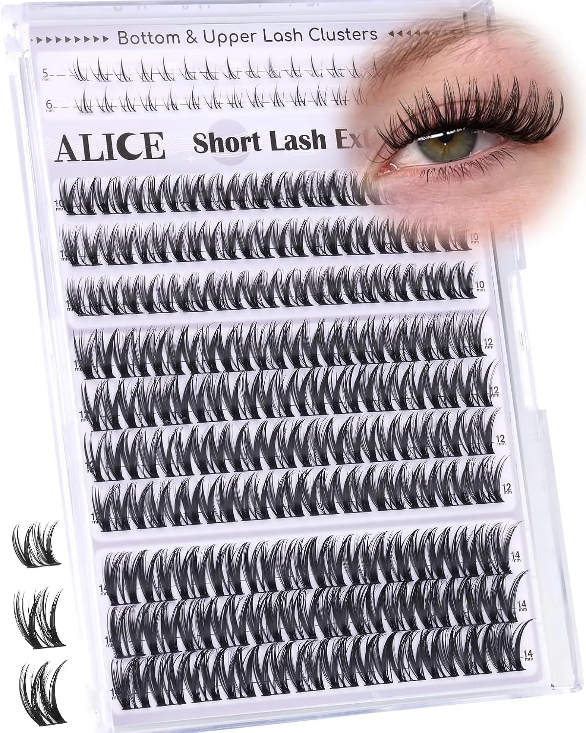 Flaunt Lash Clusters Natural Wispy Lash Extensions Short Volume 10-14mm Cluster Eyelash Extensions Thin Band Individual Lashes with Spiky Bottom Lashes