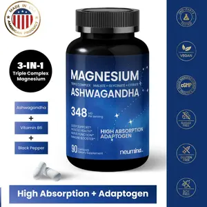 Neumina Triple Complex Magnesium & Ashwagandha Essential Minerals Supplement Brain Booster with Vitamin B6 & Black Pepper for Night Shifts & Mood Support Made In USA