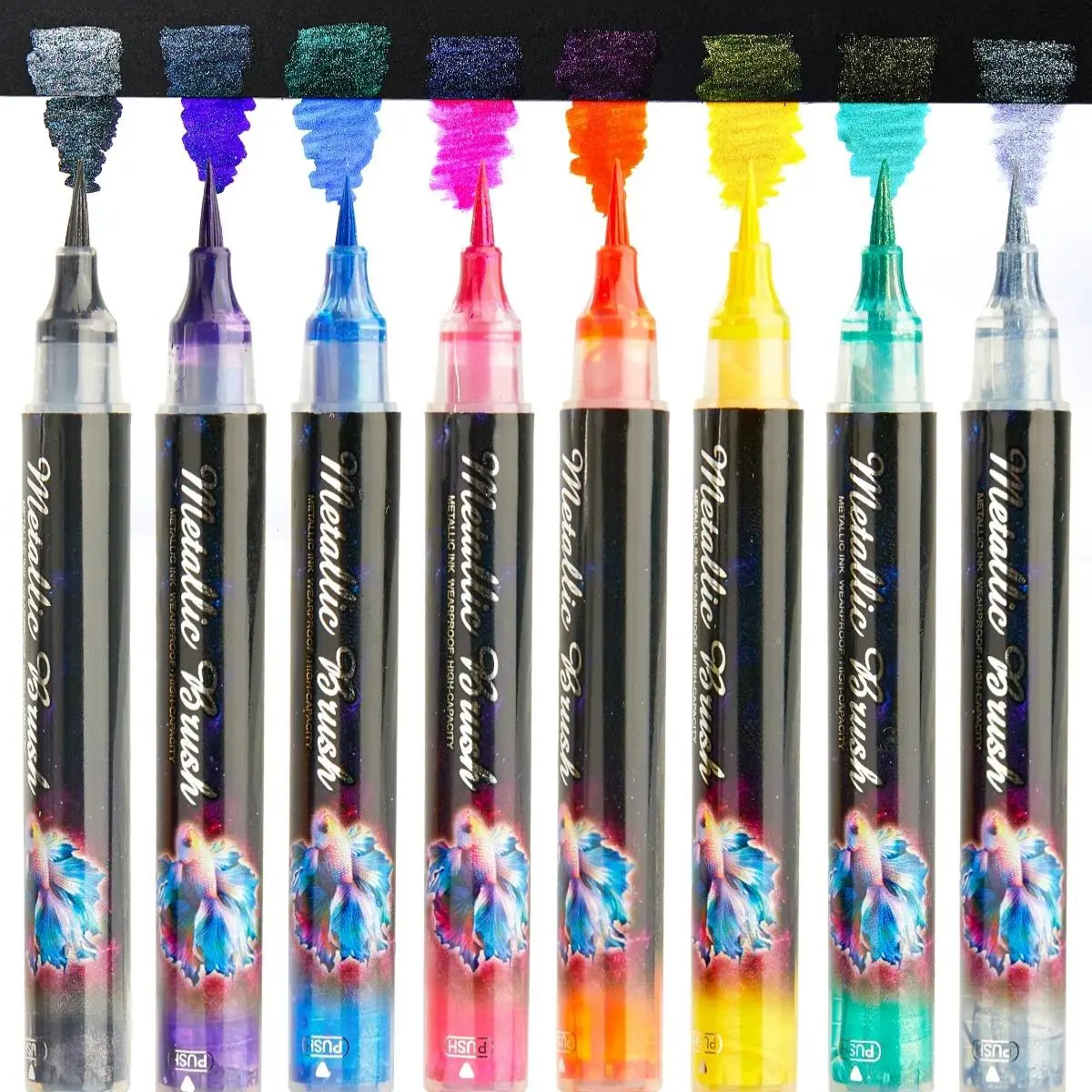 Glitter Dual Metallic Brush Pen, 8 Counts/set DIY Album Pen, Hand Journal Greeting Card Writing Flash Pen, Suitable for Holiday Painting, Glitter Paint Pens, Glitter Brush Markers, Aesthetic Pens