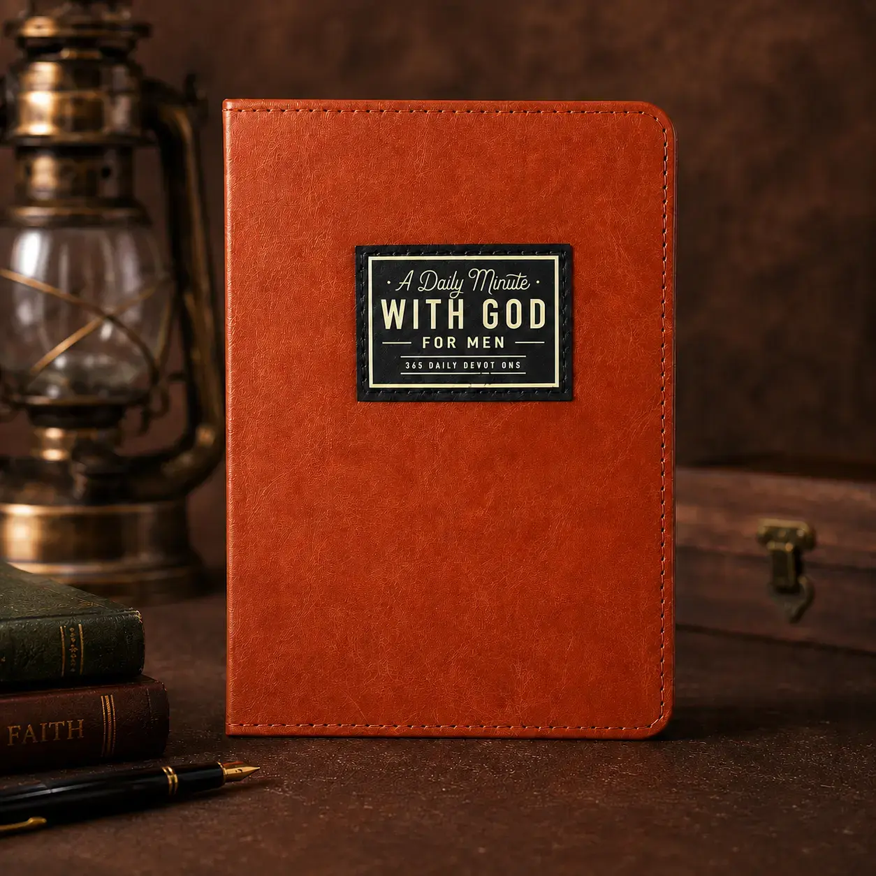 One Minute with God for Men, 365 Day Devotional Journal, Daily Reflection & Inspiration Book, Personal Growth Journal with Brown Faux Leather Cover, Portable Gift for Dad Husband Son Father,Personal Organisers backtoschool
