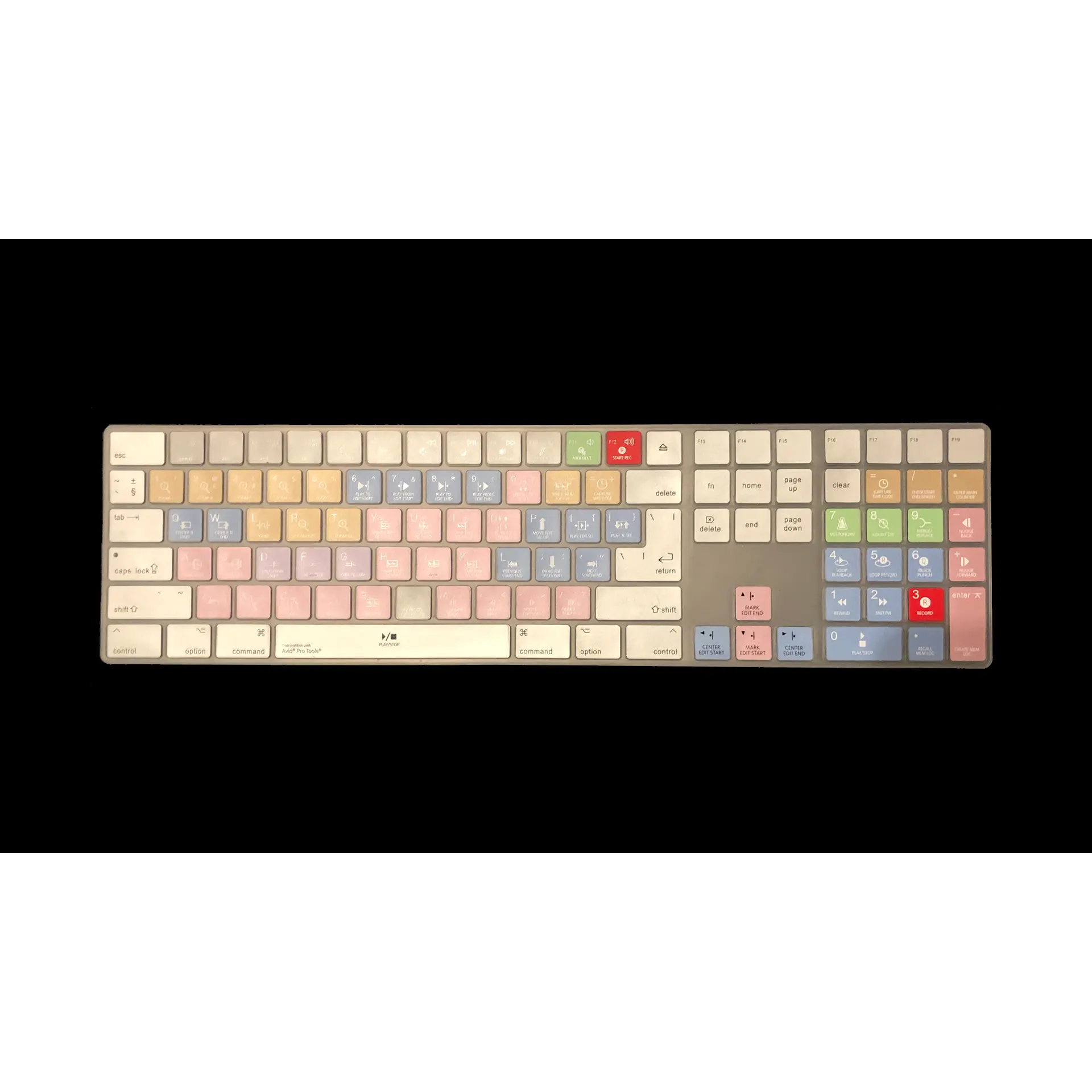 Avid Pro Tools Hotkey Shortcut Keyboard Cover for Apple Magic Keyboard with Numeric Keypad