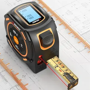 Laser Tape Measure 2-in-1, Digital Distance Measurer, Portable Laser Measurement Tool for Woodworking, Construction, DIY Projects. Measures Area, Volume, Pythagorean. Switch Between Imperial/Metric. Indoor/Outdoor Use.