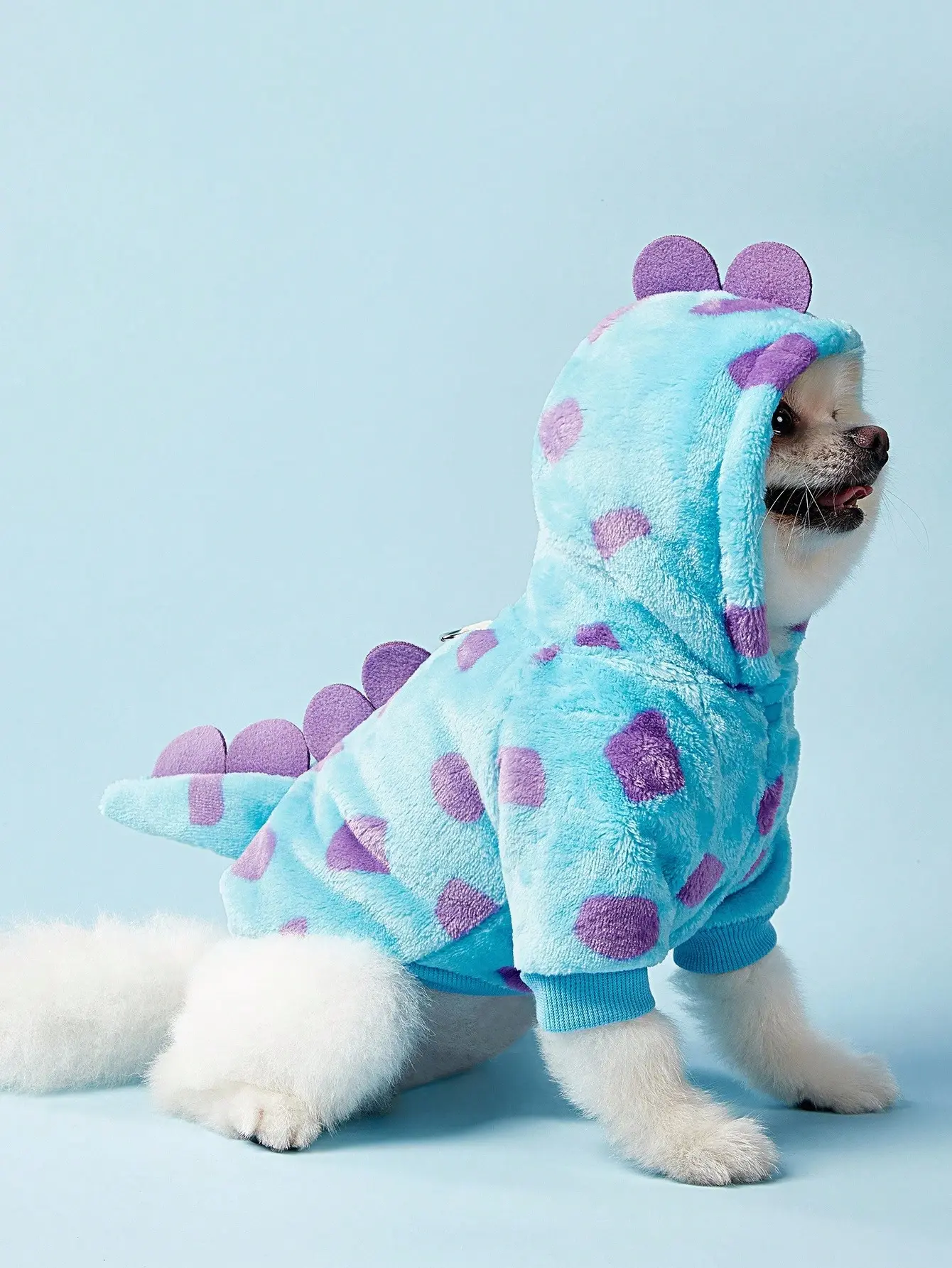 AESS x PETSIN Pet Clothes For Cats And Dogs Universal Apparel With Leash Hook Cute Short Dragon Hoodie With Horns For Small Dogs Floral Dinosaur