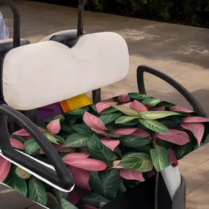 1pc Terylene Golf Seat Cover, Golf Accessories, Pinkish-Green Leaves Pattern Durable Polyester Material, Universal Fit for Golf Carts & Vehicles, Easy Installation, Long-Lasting Protection