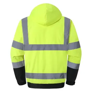 Mens High Visibility Reflective Jackets Waterproof Safety Jacket with Pockets Hi Vis Yellow Coats with Black Bottom Suitable for Cold Weather Work Construction（gift）