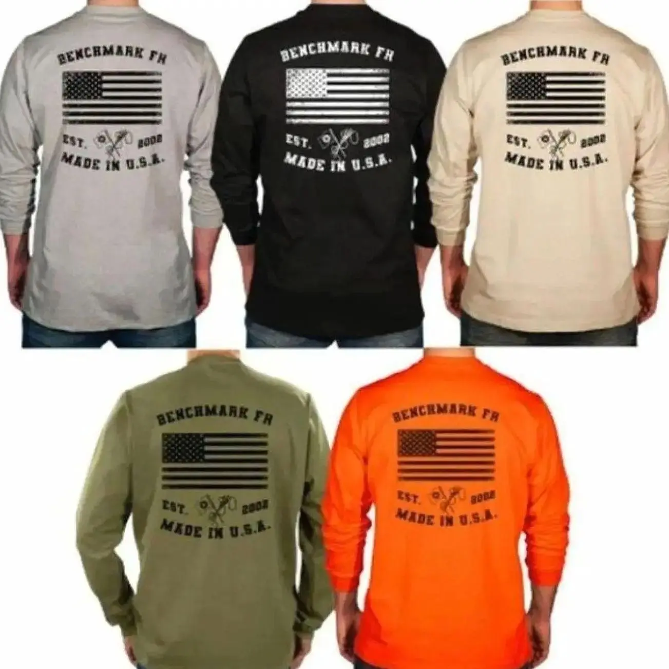 Benchmark FR Flagship USA Flame Resistant Shirt Sweatshirt, Mens Pullover Printed Shirt, Menswear Graphic Hoodie, Unisex Tshirt 140 GGN 36O