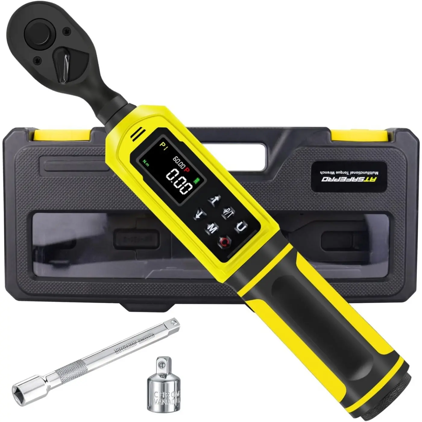 ±2% High-Precision Torque Wrench with Buzzer, 3/8-Inch Drive Torque Wrench - 1-60Nm (1-44 ft-lb), LED Flash, 5 Units, for Motorcycle & Home Repairs