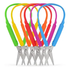 Special Supplies Mini Loop Scissors for Children and Teens and 5.5" Inches (6-Pack) Colorful Looped, Adaptive Design, Right and Lefty Support, Small, Easy-Open Squeeze Handles, For Special Needs